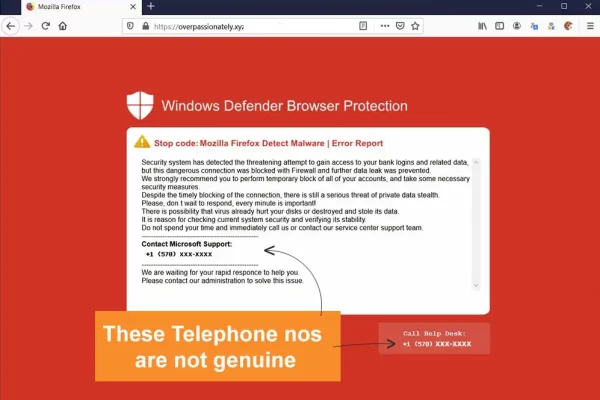 Windows Defender Security Warning Scams