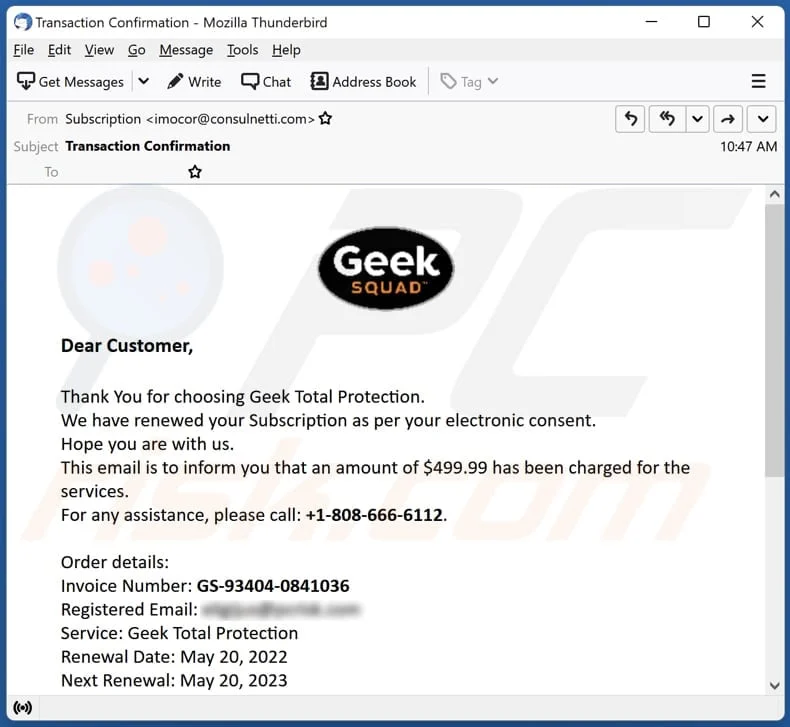 How to recognize a fake Geek Squad renewal scam